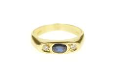 18K Yellow Gold 0.37 Ctw Natural Sapphire Diamond Accent Ring