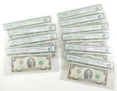 (10) $2 1976 Kansas City FR Note PMG 67 Superb Gem Unc Fr # 1935-J