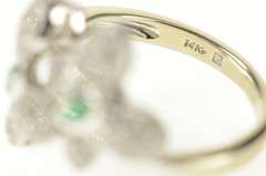 14K White Gold 0.73 Ctw Emerald Pave Diamond Butterfly Ring