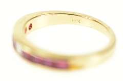 14K Yellow Gold 0.50 Ctw Princess Diamond Ruby Wedding Ring