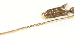 10K Yellow Gold Victorian Ornate Woven Hair Mourning Stick Pin