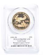 PR69 DCAM 1991-W $50 American Gold Eagle 1 Oz Fine Gold Reagan - PCGS