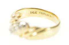 14K Yellow Gold Diamond Striped Classic Wedding Band Ring
