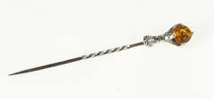 Sterling Silver Retro Ornate Citrine 3D Dragon Claw Magic Stick Pin