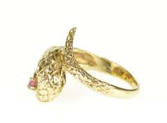 14K Yellow Gold Ruby Ornate Snake Serpent Wrap Statement Ring