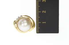 14K Yellow Gold Mabe Pearl Diamond Accent Retro Statement Ring