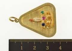 14K Yellow Gold Retro Ornate Enamel Candle Birthday Cake Charm/Pendant