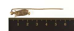 10K Yellow Gold Victorian Ornate Woven Hair Mourning Stick Pin