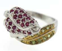 Sterling Silver Strawberry Gemstone Ring