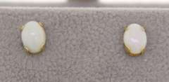 14K Yellow Gold Opal Stud Earrings