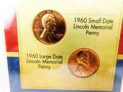 1960 Lincoln Memorial Small & Large Date Pennies w/COA