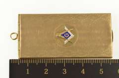 10K Yellow Gold Art Deco 47x26.7mm Masonic Enamel Card Case Pendant