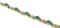 Fabulous Diamond and Pear Emerald Tennis Bracelet