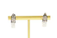 14K White Gold 1.04 Ctw Baguette Diamond Encrusted Oval Hoop Earrings