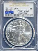 2016 MS69 SILVER EAGLE, PCGS