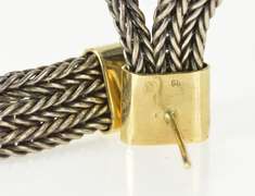 14K Yellow Gold Two Tone Foxtail Chain Dangle Statement Earrings