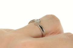 14K White Gold Round Flower Diamond Cluster Bypass Ring