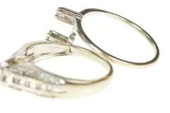 10K White Gold Diamond Encrusted Engagement Bridal Set Ring