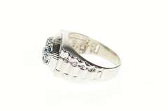 14K White Gold 0.70 Ctw Men's Blue Diamond Watch Band Ring