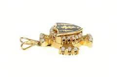 14K Yellow Gold 1930's Victorian Seed Pearl Enamel Fraternity Pendant