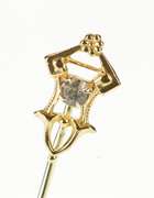 Gold Filled Retro Ornate Floral Design CZ Accent Stick Pin