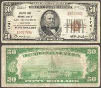 $50 1929-I CROCKER FIRST NATIONAL BANK OF SAN FRANCISCO, CA CH-1741 VF