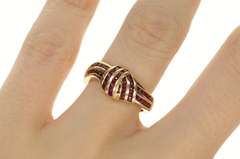 14K Yellow Gold Natural Ruby Criss Cross Knot Statement Ring