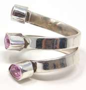 Sterling Silver Pink Stone Ring and Earrings