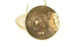 14K Yellow Gold Victorian Ornate Painted Lady Statement Earrings