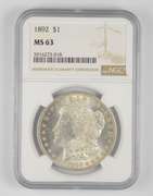 MS63 1892 Morgan Silver Dollar - Graded NGC