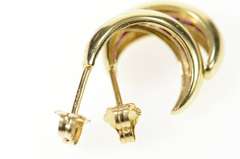 14K Yellow Gold Ruby Channel Inset Statement Semi Hoop Earrings