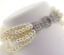 Pearl and Cubic Zirconia Sterling Silver Bracelet