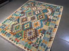 COLORFUL HAND KNOTTED KLIM RUNNER 5x6.6