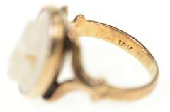 10K Yellow Gold Victorian Ornate Carved Cameo Lady Ring