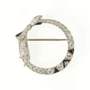 Platinum 1.50 Ctw Diamond Art Deco Bow Ribbon Circle Pendant