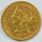 Fully struck 1880 US $5 Liberty Gold Piece. Nice