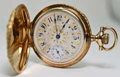Exquisite 14K Multicolor-Gold Ladies Pocketwatch