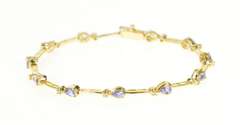 14K Yellow Gold Pear Tanzanite Diamond Accent Bar Link Bracelet