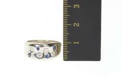 14K White Gold 0.48 Ctw Diamond Sapphire Flush Curved Band Ring