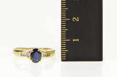 14K Yellow Gold Natural Sapphire Baguette Diamond Engagement Ring