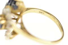 10K Yellow Gold Sapphire Diamond Swirl Spiral Cocktail Ring