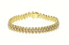 14K Yellow Gold 4.05 Ctw Diamond Lattice Encrusted Tennis Bracelet
