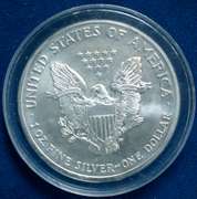 2003 SILVER EAGLE BALTIMORE RAVENS COLORIZED IN CAPSUL