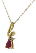 Gorgeous Pear Ruby and Diamond Necklace