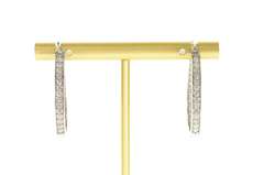 10K White Gold 1.00 Ctw Diamond Inside Outside Oval Hoop Earrings
