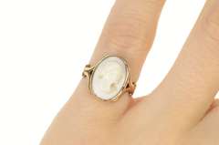 10K Yellow Gold Victorian Ornate Carved Cameo Lady Ring