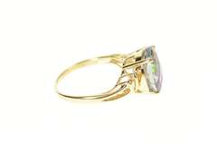 14K Yellow Gold Faceted Oval Mystic Topaz Statement Ring