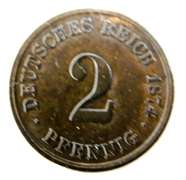 1874 F 2 Pfenning German Coin