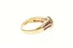 14K Yellow Gold Natural Ruby Criss Cross Knot Statement Ring