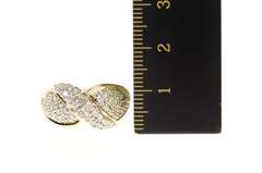 14K Yellow Gold Pave Diamond Encrusted Criss Cross Statement Ring